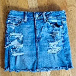 American Eagle Ripped Jean Skirt